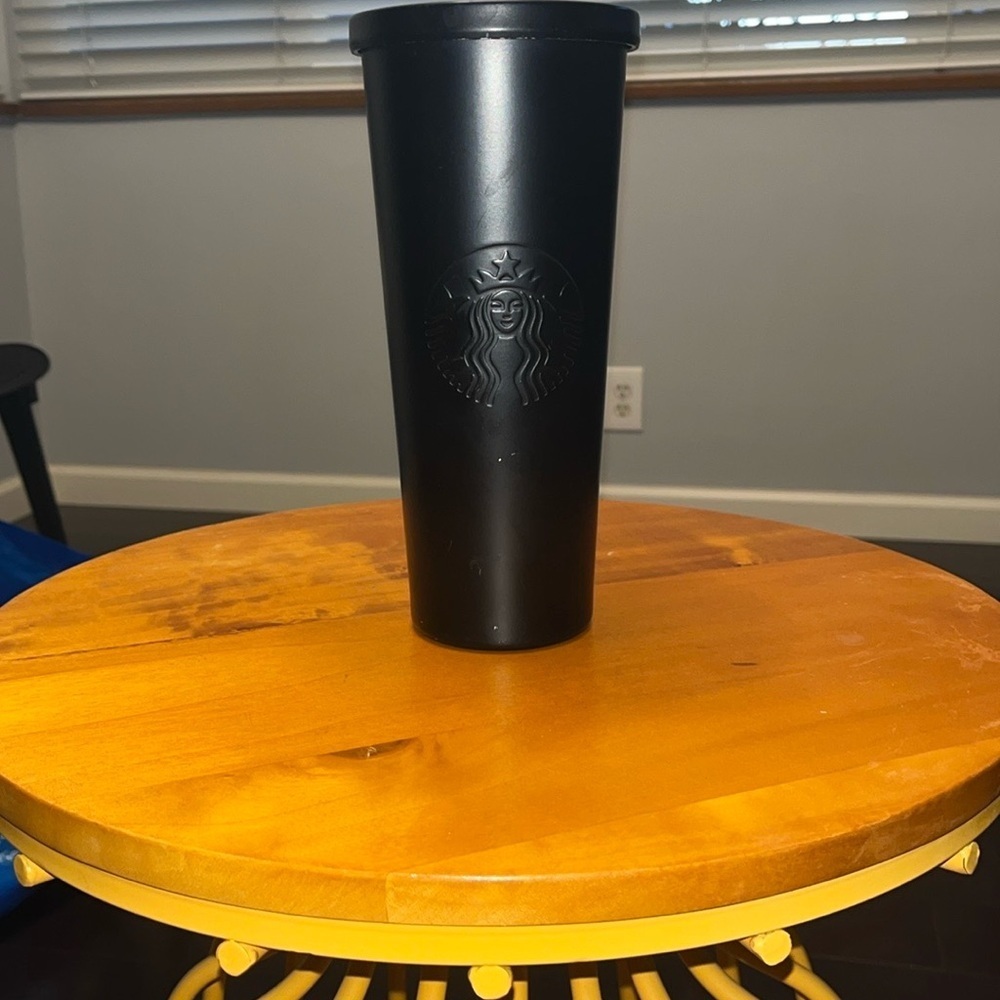 RARE!! New Starbucks MATTE BLACK STAINLESS STEEL Cold Cup Tumbler 24 oz